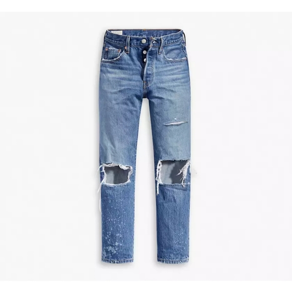 Levi's 501 Original Cropped Distressed Jeans - Picture 3 of 12